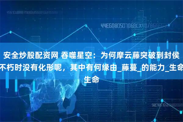 安全炒股配资网 吞噬星空：为何摩云藤突破到封侯不朽时没有化形呢，其中有何缘由_藤蔓_的能力_生命